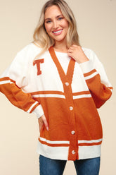 Haptics Full Size V Neck Button Down Letter Patch Women's Cardigan - Classic & Trendy
